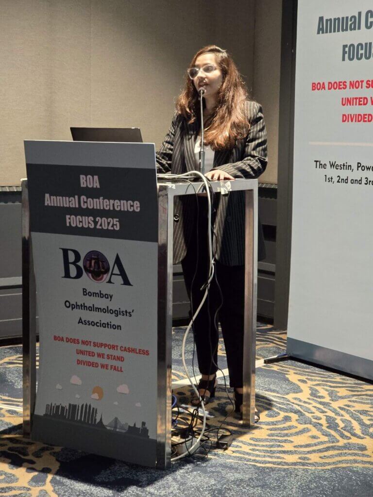 Dr. Devanshi Shah speaking as faculty at BOA FOCUS 2025, Mumbai
